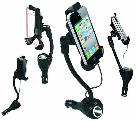 Lighter Socket & 2 USBs Phone and Navigator Holder - PKTool | Universal Auto Spares