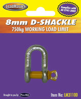 D-Shackle 8mm, 10mm, 11mm, 13mm Silver Body & Yellow Pin - LoadMaster | Universal Auto Spares