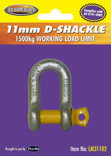 D-Shackle 8mm, 10mm, 11mm, 13mm Silver Body & Yellow Pin - LoadMaster | Universal Auto Spares