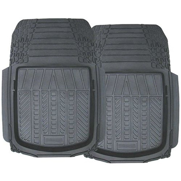 Mat Set 2 Piece Deep Dish Front Grey Odourless Rubber - PC Procovers | Universal Auto Spares