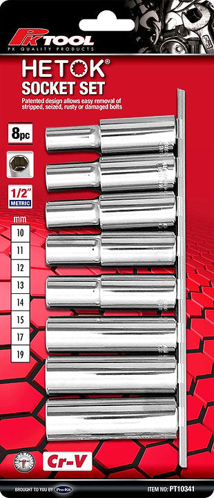 Metric 1/2” DR 8 Piece Hetok Deep Socket Set - PKTool | Universal Auto Spares