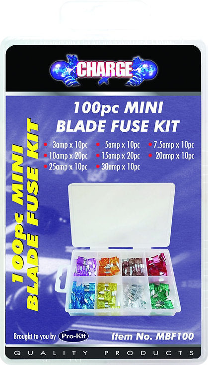 Mini Blade Fuse Kit - 100 Mixed | Universal Auto Spares