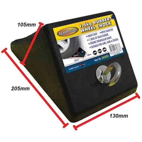 Heavy Duty Solid Rubber Triangular Wheel Chock With Chain Eye - LoadMa ...