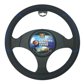 Steering Wheel Cover Black/Blue 38CM BREATHABLE WITH STITCHED HIGHLIGHTS - PC Procovers