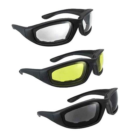 Motorcycle Riding Glasses Includes 3 Pieces included White, Yellow and Black - PKTool | Universal Auto Spares