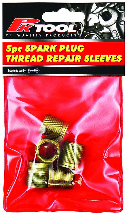 Sleeve 5 Piece Spark Plug Thread Repair Replacement M14 X 1.25 X 17.5mm - PKTool | Universal Auto Spares