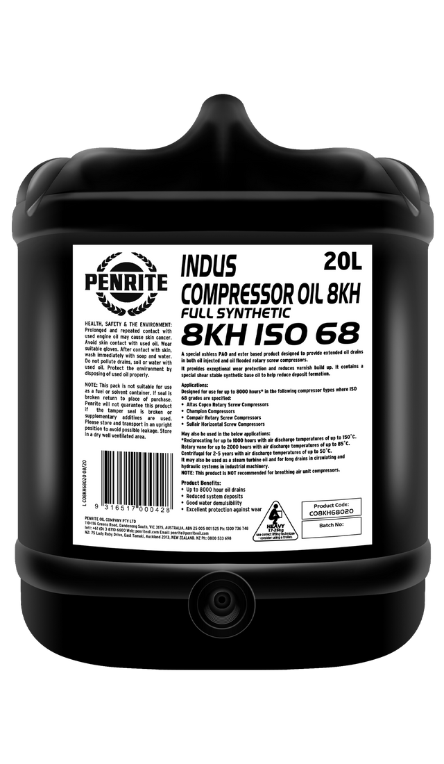 INDUS Compressor Oil 8KH ISO 68 20L - Penrite | Universal Auto Spares