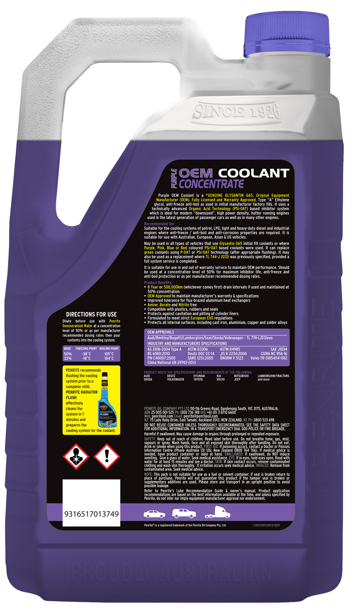 Purple OEM Coolant Concentrate - Penrite | Universal Auto Spares