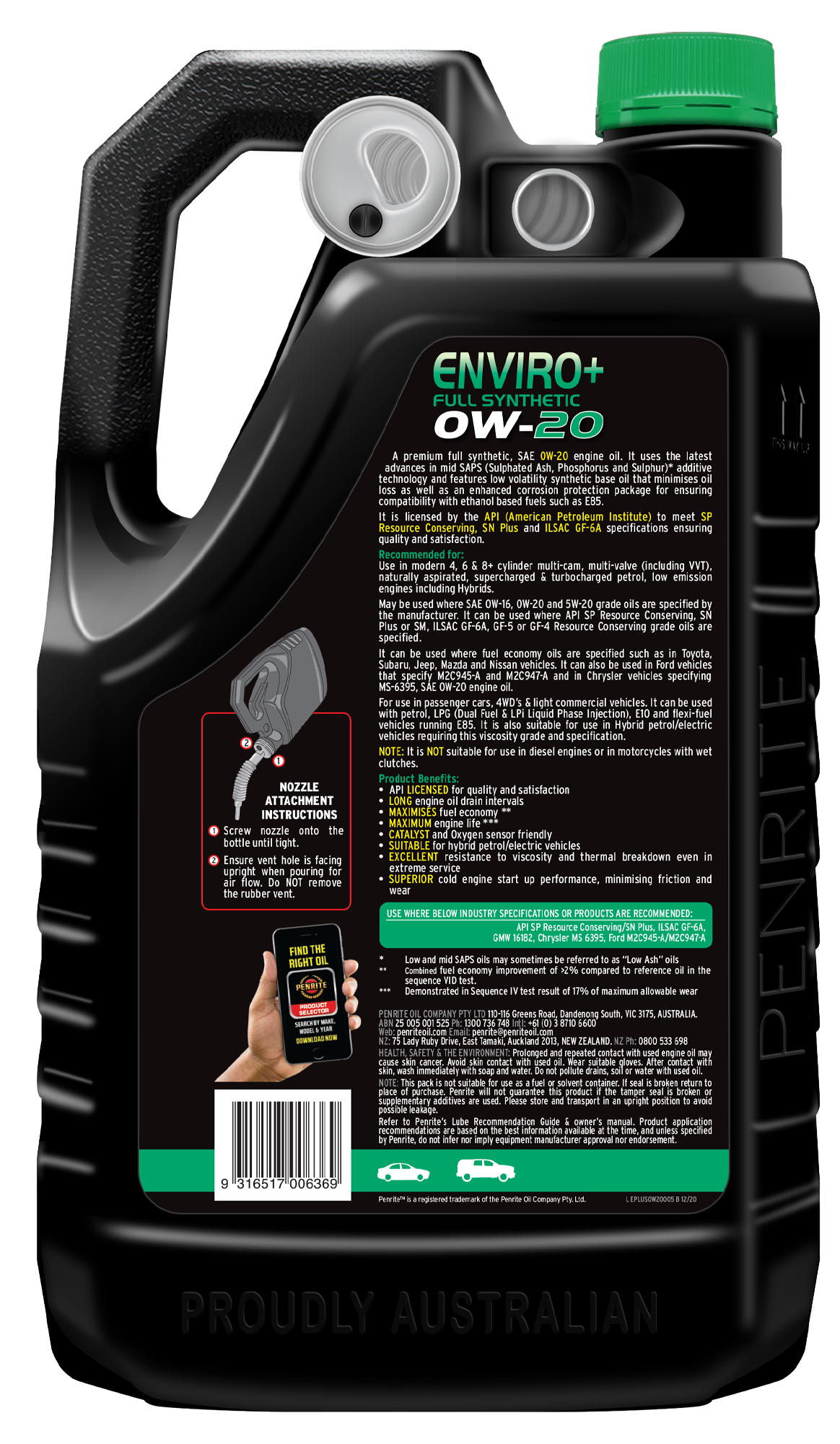 ENVIRO+ 0W-20 (FULL SYN) - Penrite | Universal Auto Spares