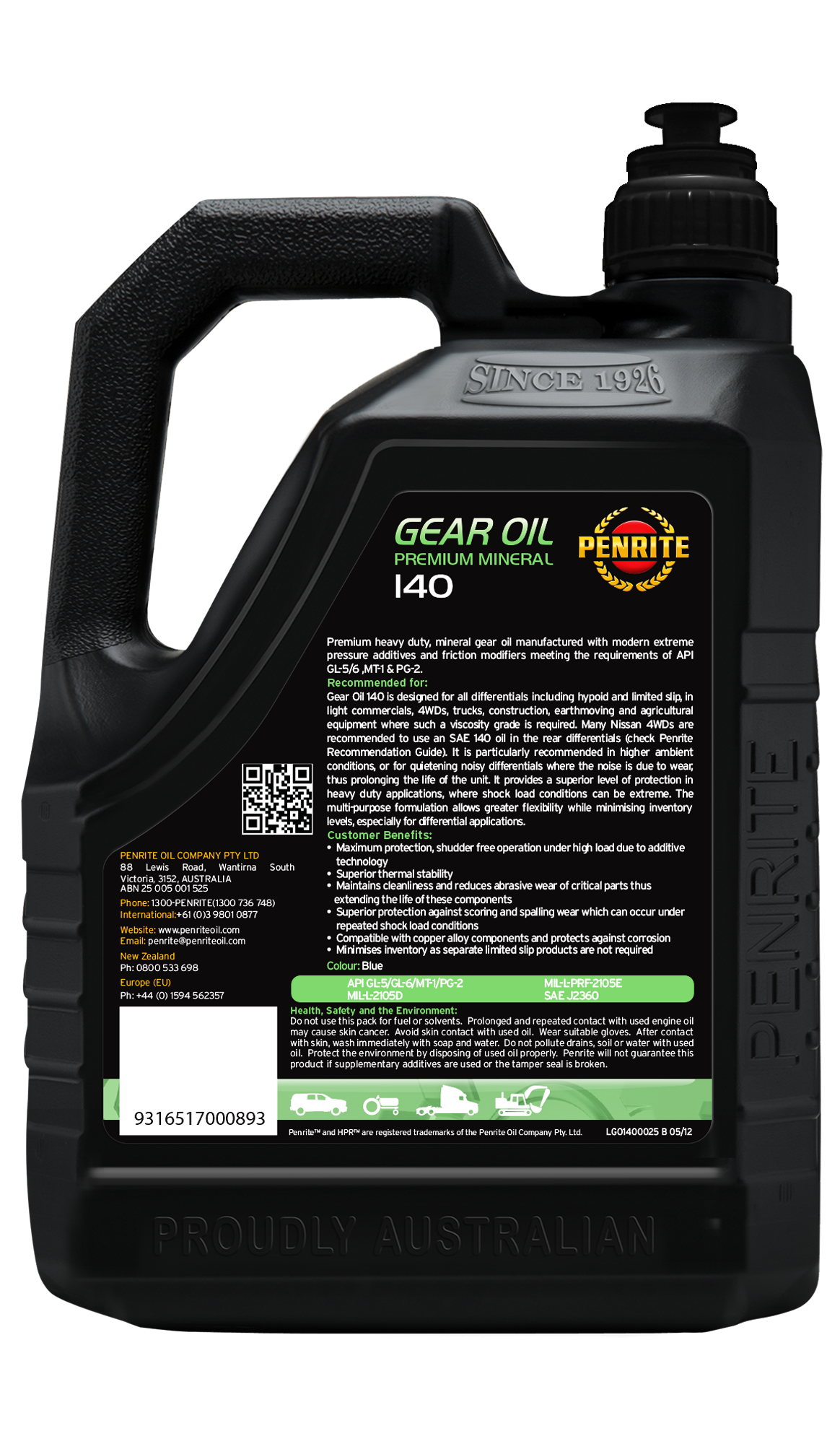 Gear Oil 140 (Mineral) - Penrite | Universal Auto Spares