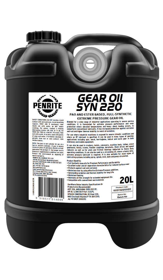 Gear Oil Syn 220 20L - Penrite | Universal Auto Spares