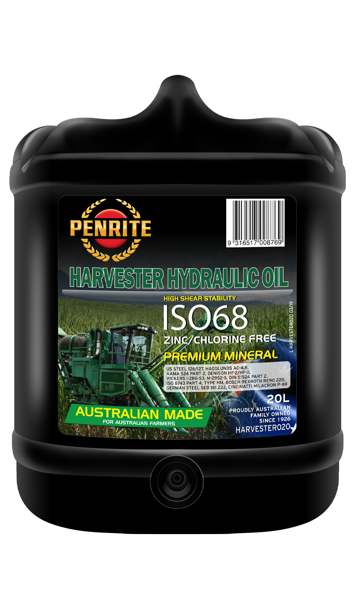 Harvester Hydraulic Oil 20L - Penrite | Universal Auto Spares