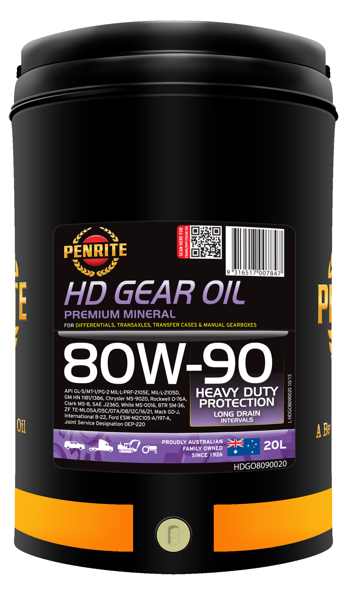 HD Gear Oil 80W-90 (Mineral) 20L - Penrite | Universal Auto Spares