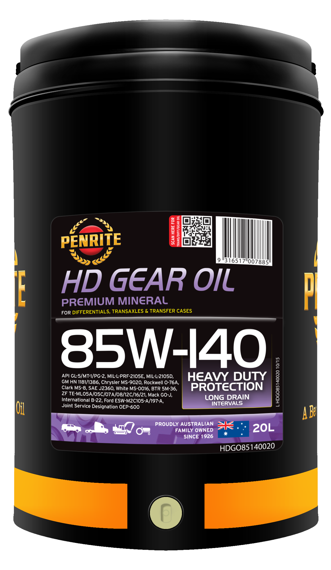 HD Gear Oil 85W-140 (Mineral) 20L - Penrite | Universal Auto Spares