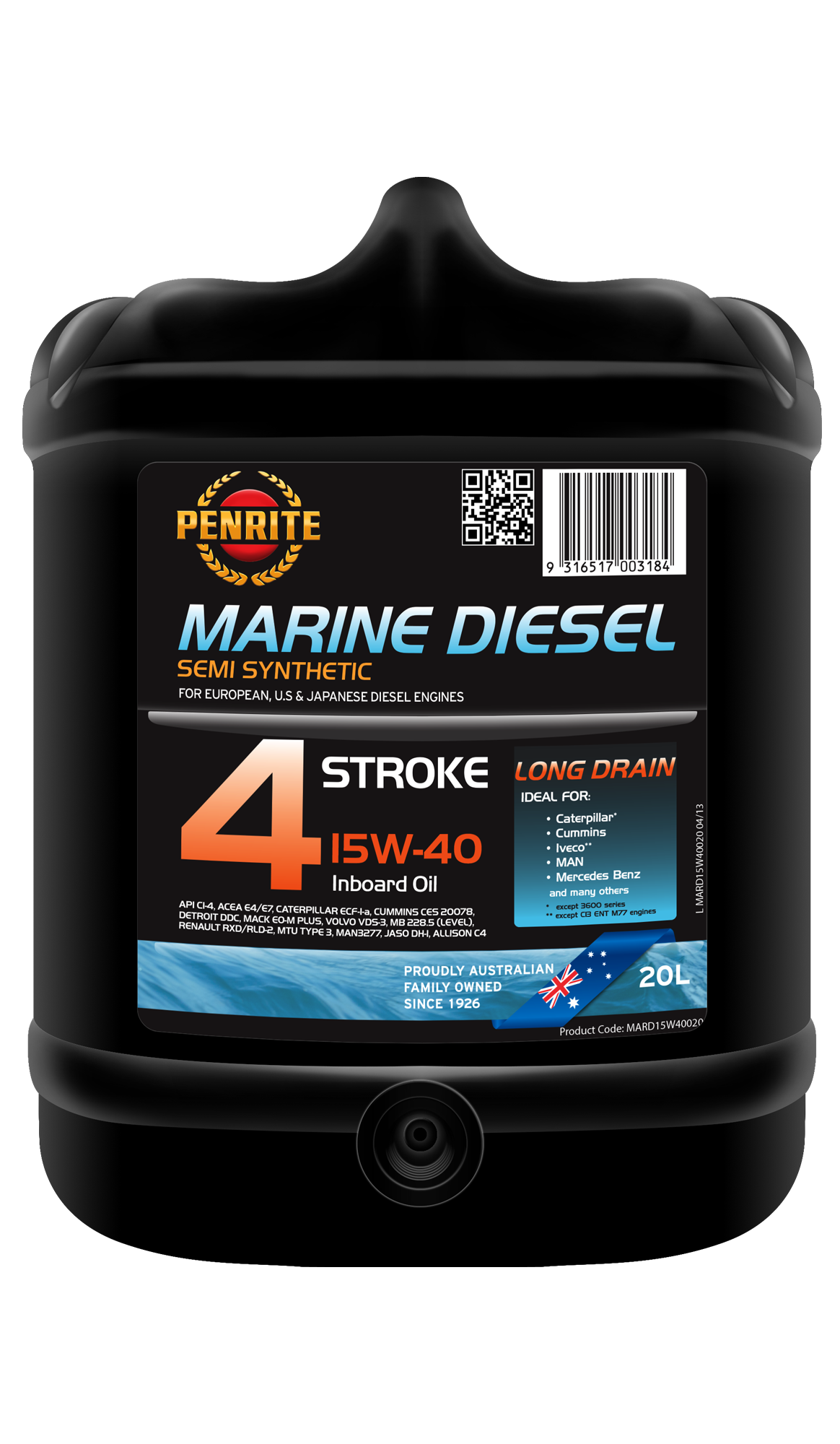Marine Diesel 4 Stroke 15W-40 (Semi Syn.) 20L - Penrite | Universal Auto Spares