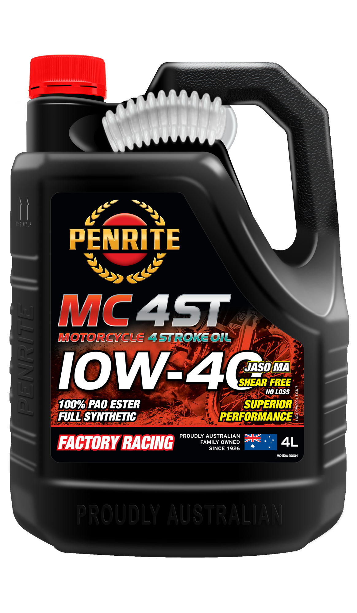 MC-4ST 10W-40 (100% PAO & ESTER) - Penrite 4 X 4 Litre (Carton Only) 4L