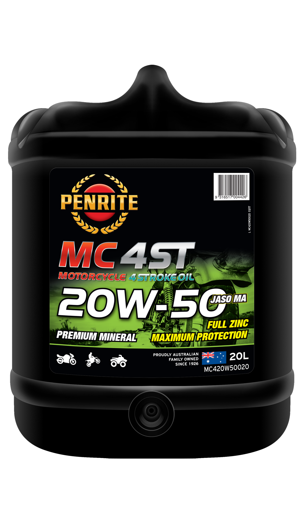 MC-4ST Mineral 20W-50 - Penrite 4 X 4 Litre (Carton Only) | Universal Auto Spares