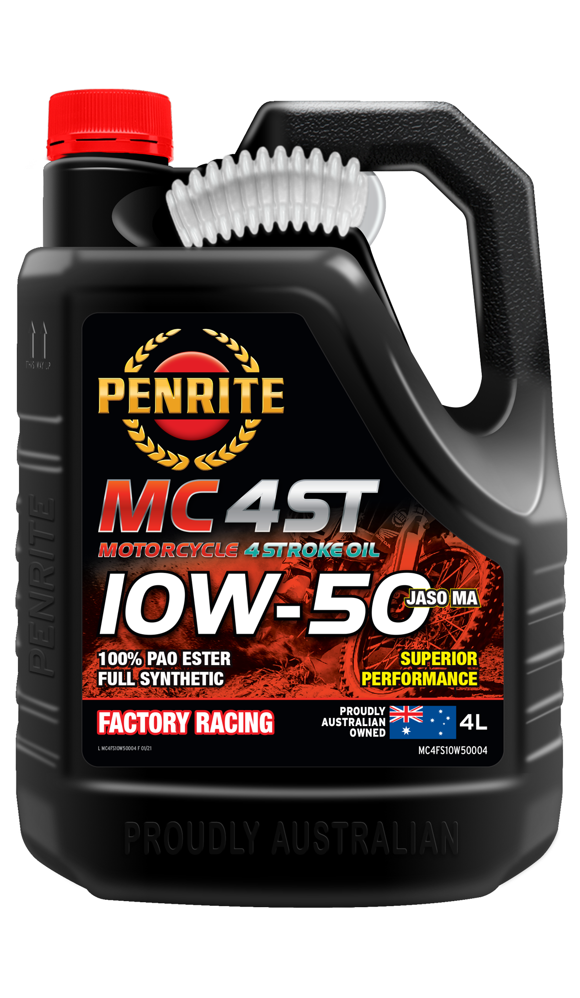 MC-4ST Full Syn 10W-50 (100% PAO & ESTER) - Penrite 4 X 4 Litre (Carton Only) | Universal Auto Spares