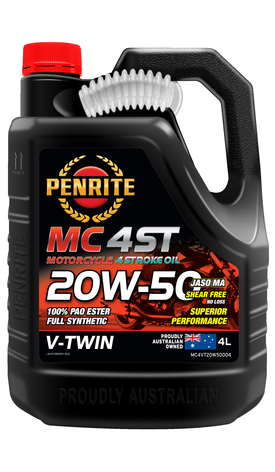 MC-4ST V TWIN 20W-50 (100% PAO & ESTER) - Penrite   4 X 4 Litre (Carton Only) | Universal Auto Spares