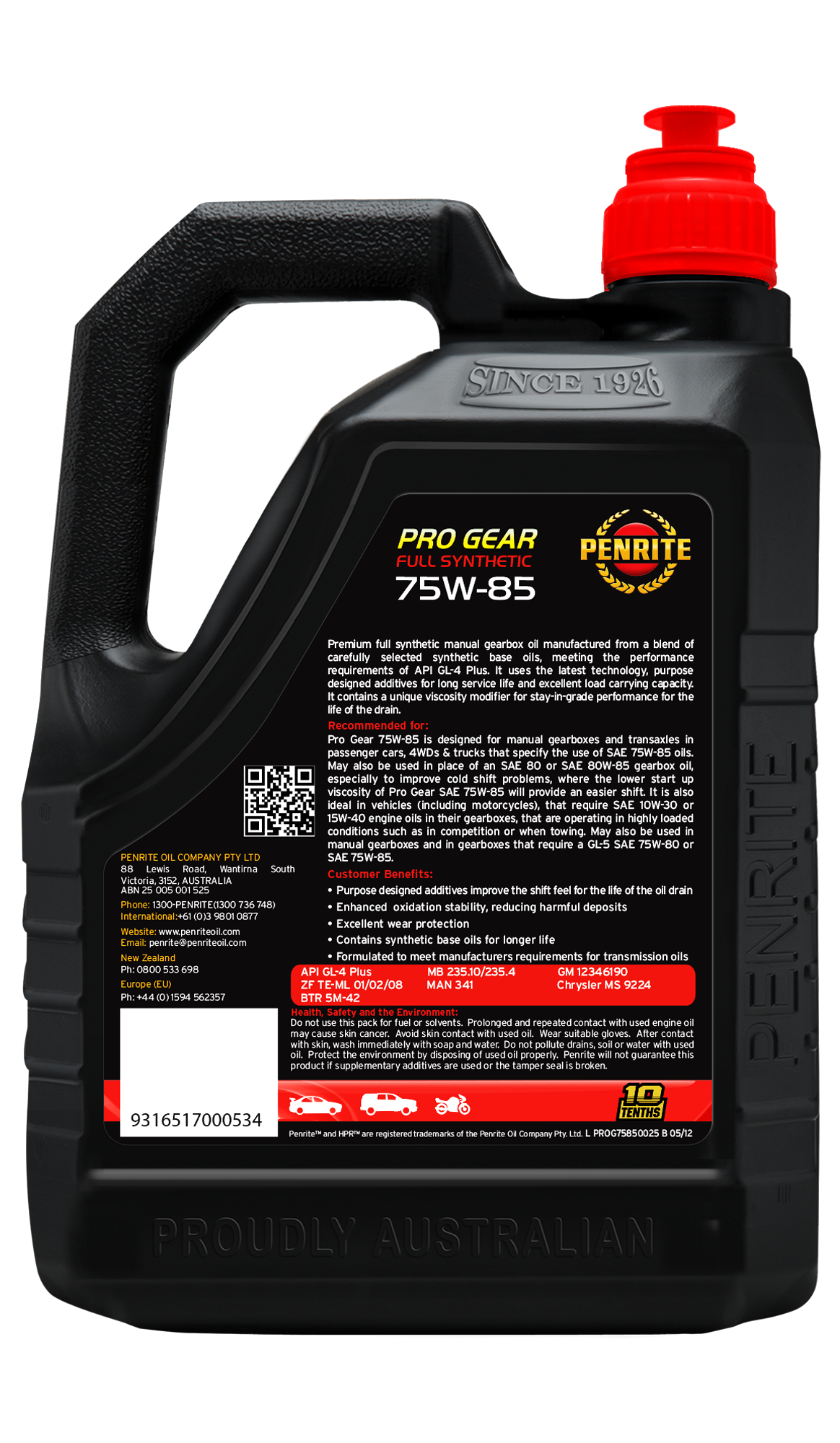 PRO GEAR 75W-85 (FULL SYN) - Penrite | Universal Auto Spares