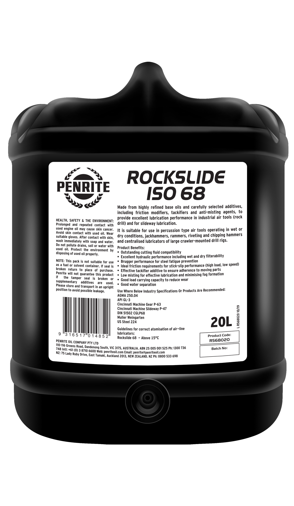 Rockslide ISO 68 20L - Penrite | Universal Auto Spares